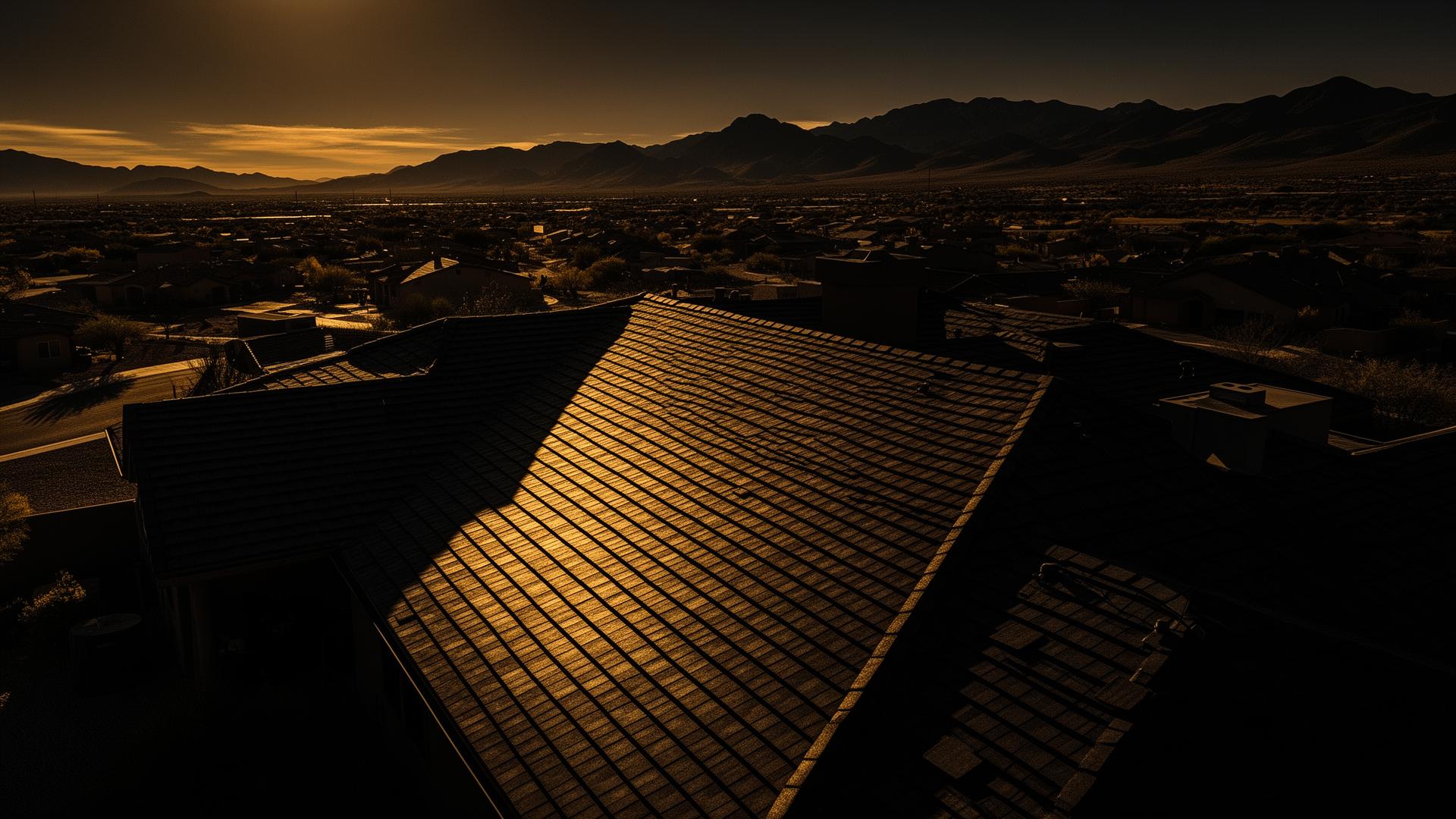 Aerial view of El Paso roof at golden hour